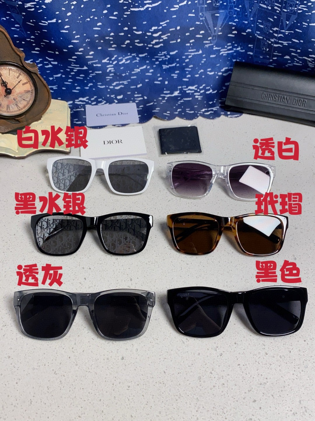 Dior Acetate Square Black Lens Sunglasses for Men & Women - 358194 - detail image 13