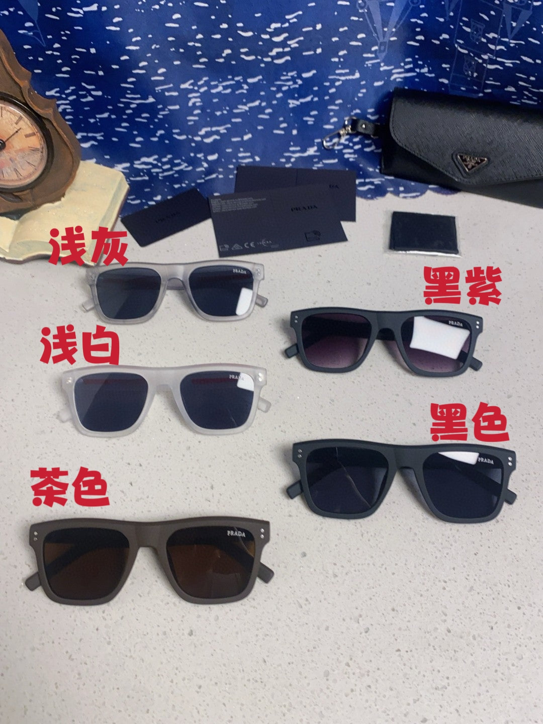 Prada Square Blue Lens Sunglasses for Men & Women - 487017 - detail image 12