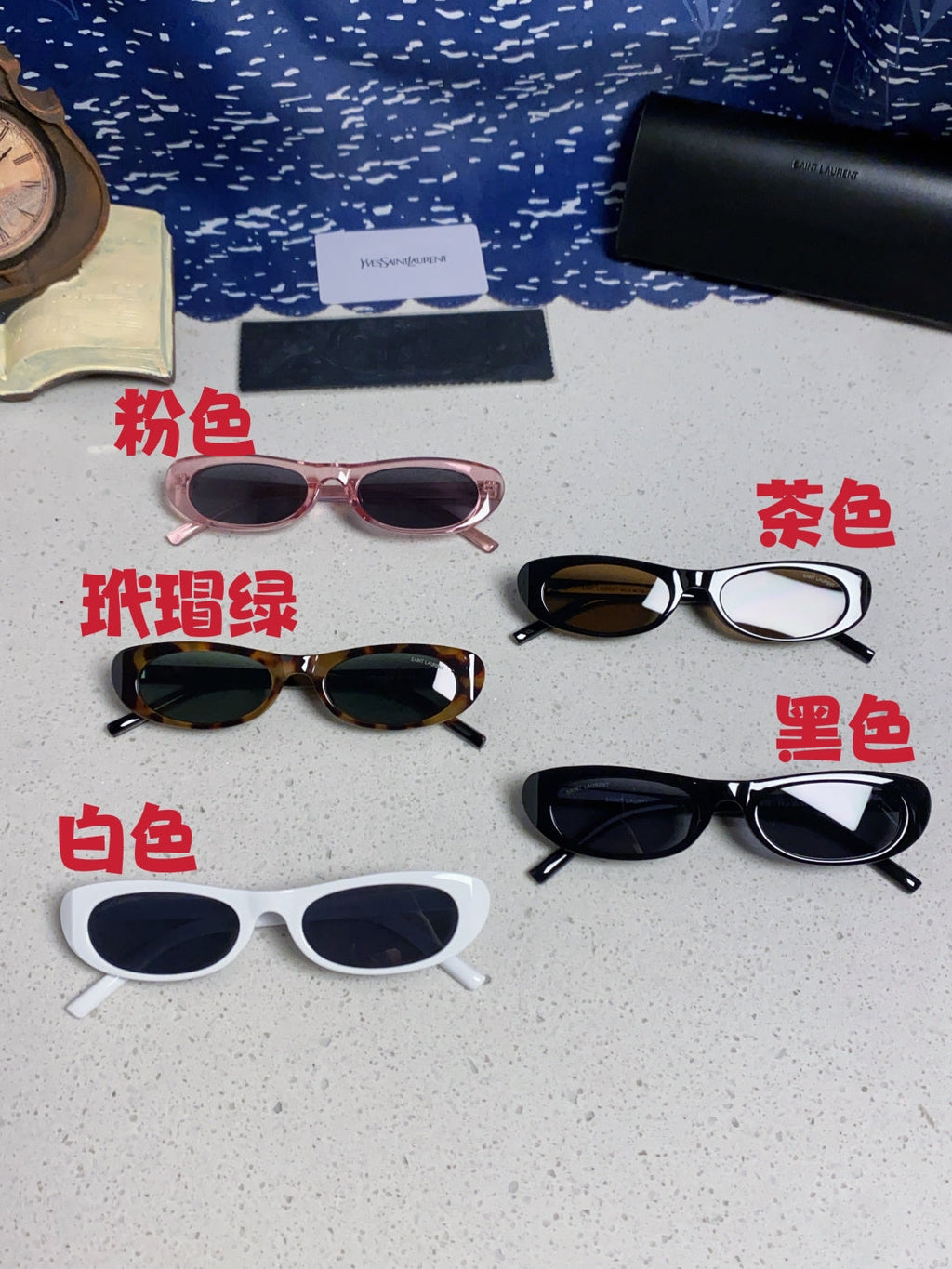 Saint Laurent SL557 Oval Black Lens Sunglasses for Men & Women - detail image 11