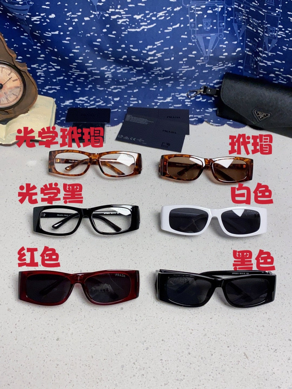 Prada SPRB03 Square Silver Lens Sunglasses for Men & Women - 465714 - detail image 11