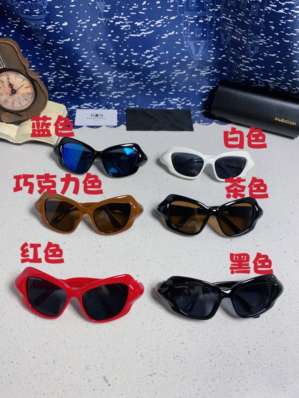 Balenciaga Oversized Blue Lens Sunglasses for Women - 432528 - detail image 12