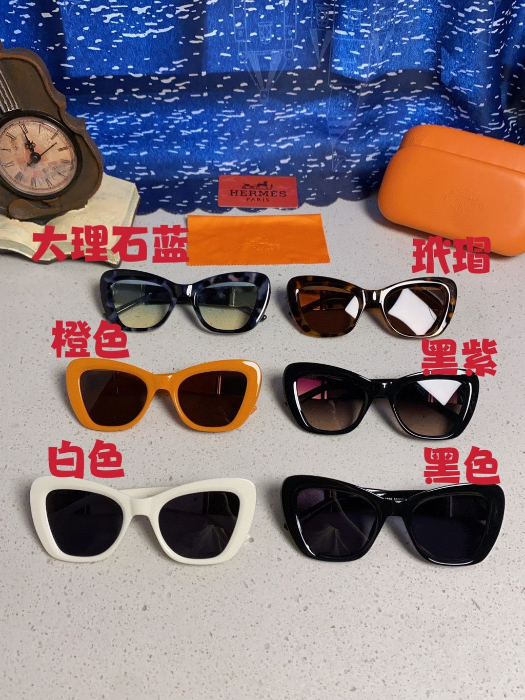 Hermès Cat-Eye Silver Lens Sunglasses for Men & Women - 358936 - detail image 11