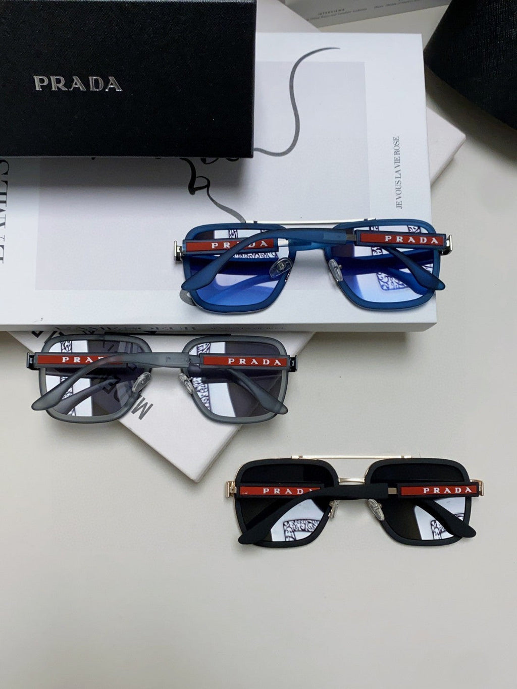 Prada Aviator Blue Lens Sunglasses for Men & Women - detail image 8