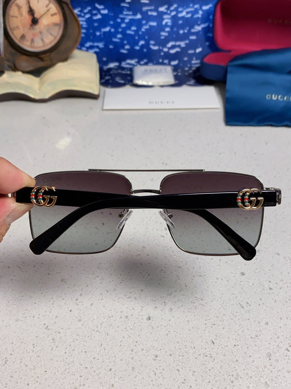 Gucci Metal Square Silver Lens Sunglasses for Men & Women - 158234 - detail image 5