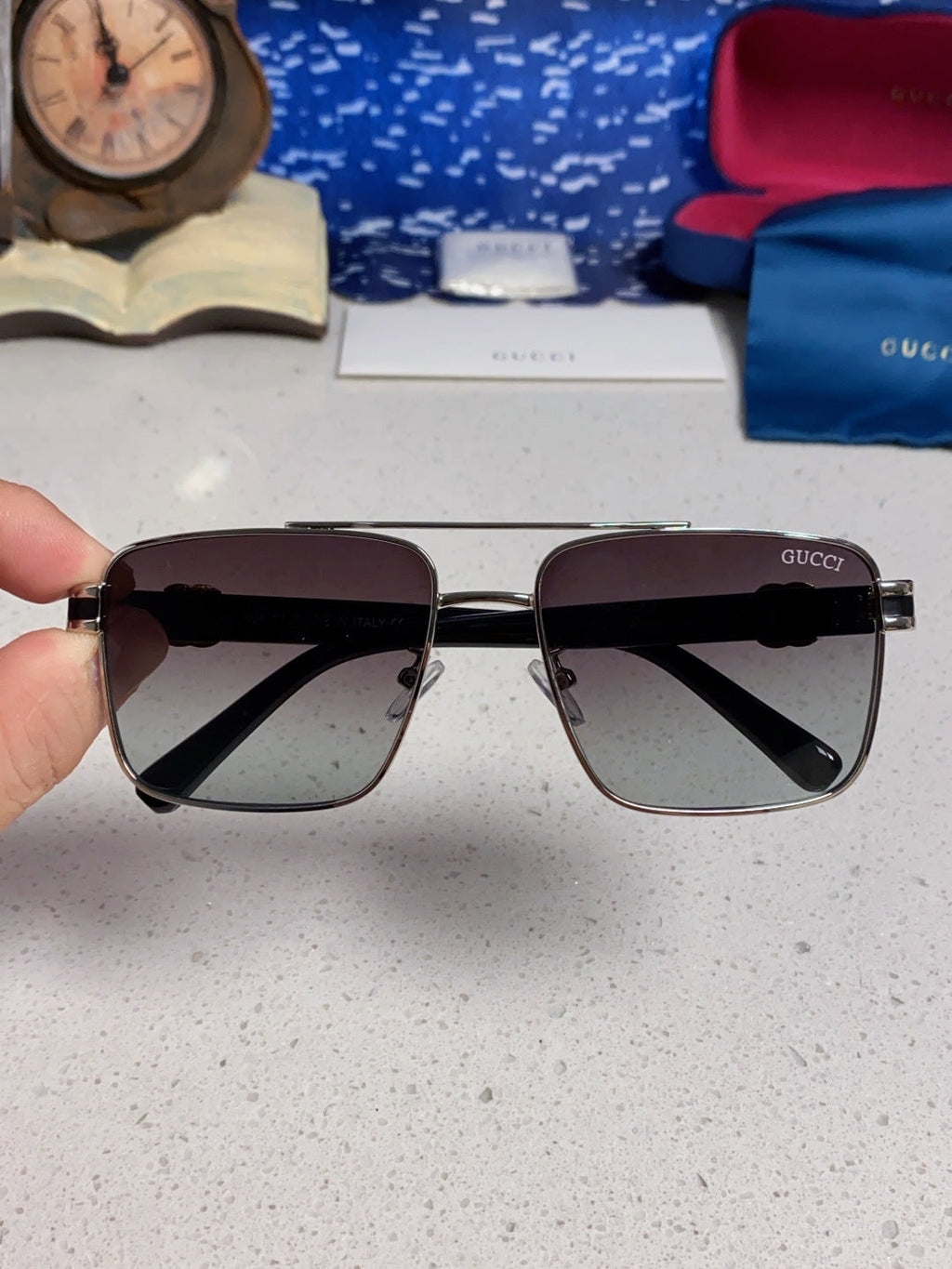 Gucci Metal Square Silver Lens Sunglasses for Men & Women - 158234 - detail image 4