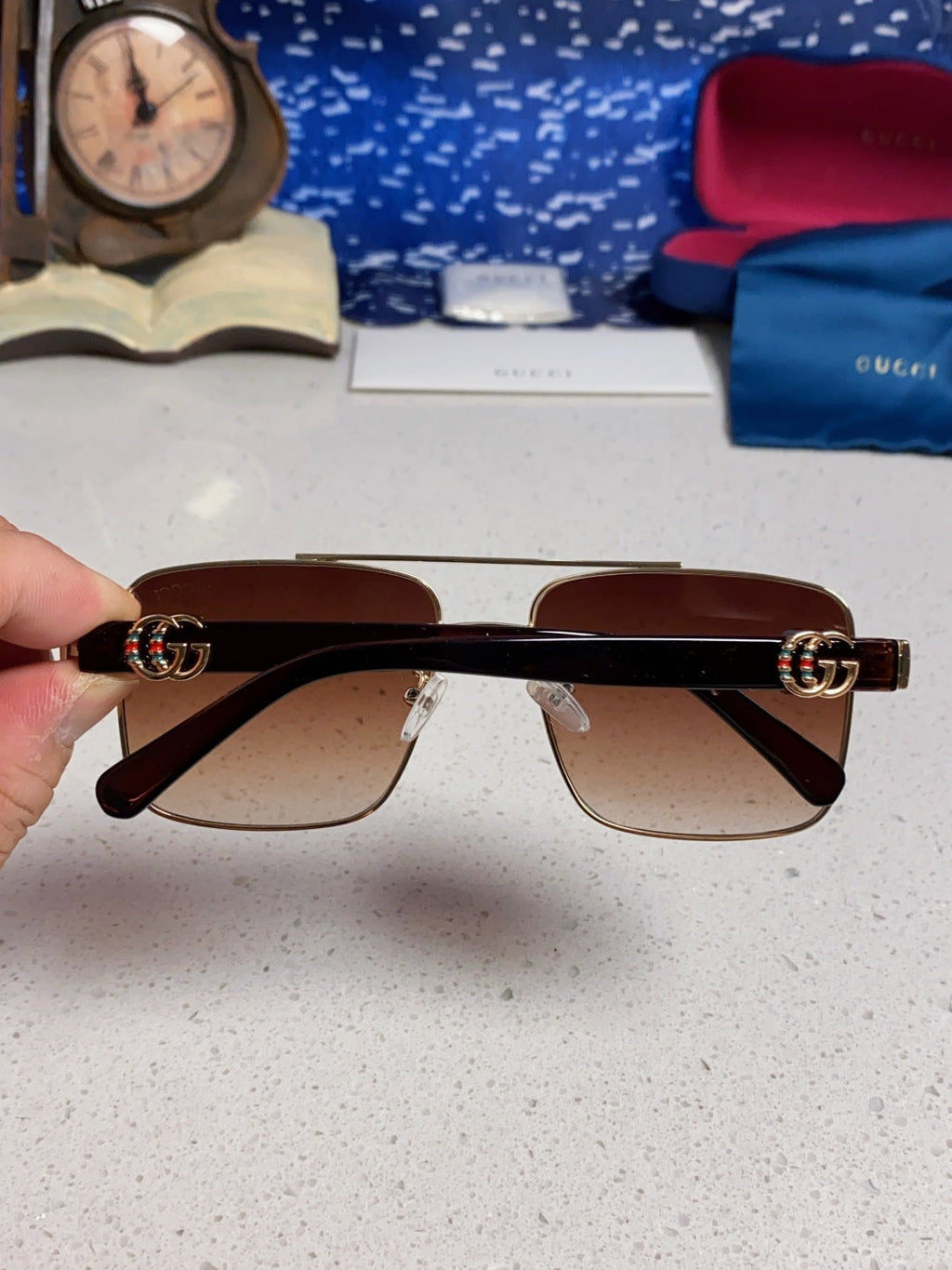 Gucci Metal Square Red Lens Sunglasses for Men & Women - 158235 - detail image 5