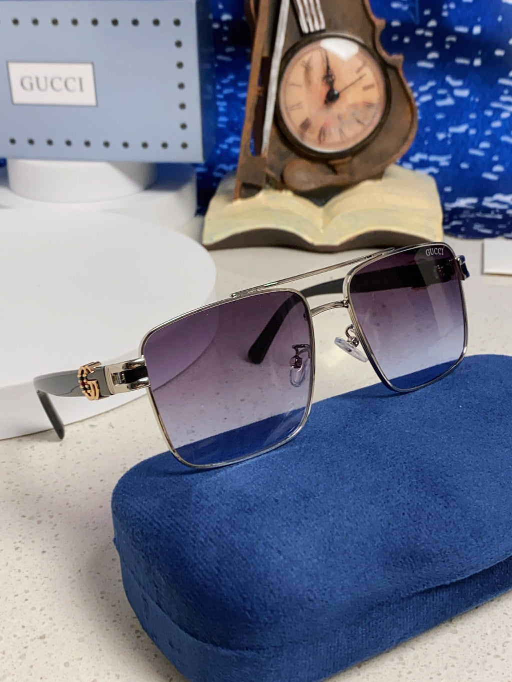 Gucci Metal Square Silver Lens Sunglasses for Men & Women - 158236 - detail image 10
