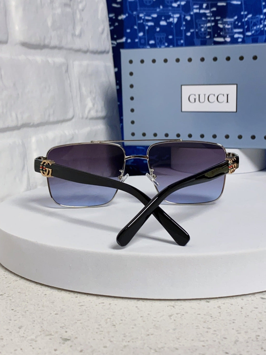 Gucci Metal Square Silver Lens Sunglasses for Men & Women - 158236 - detail image 3