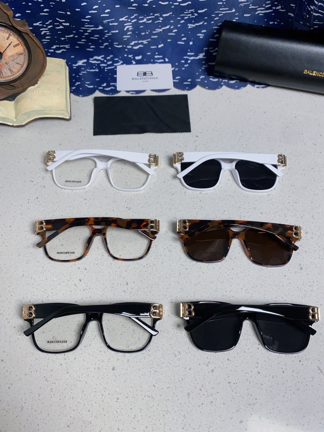Balenciaga Folding Square Silver Lens Sunglasses for Men & Women - 416117 - detail image 11