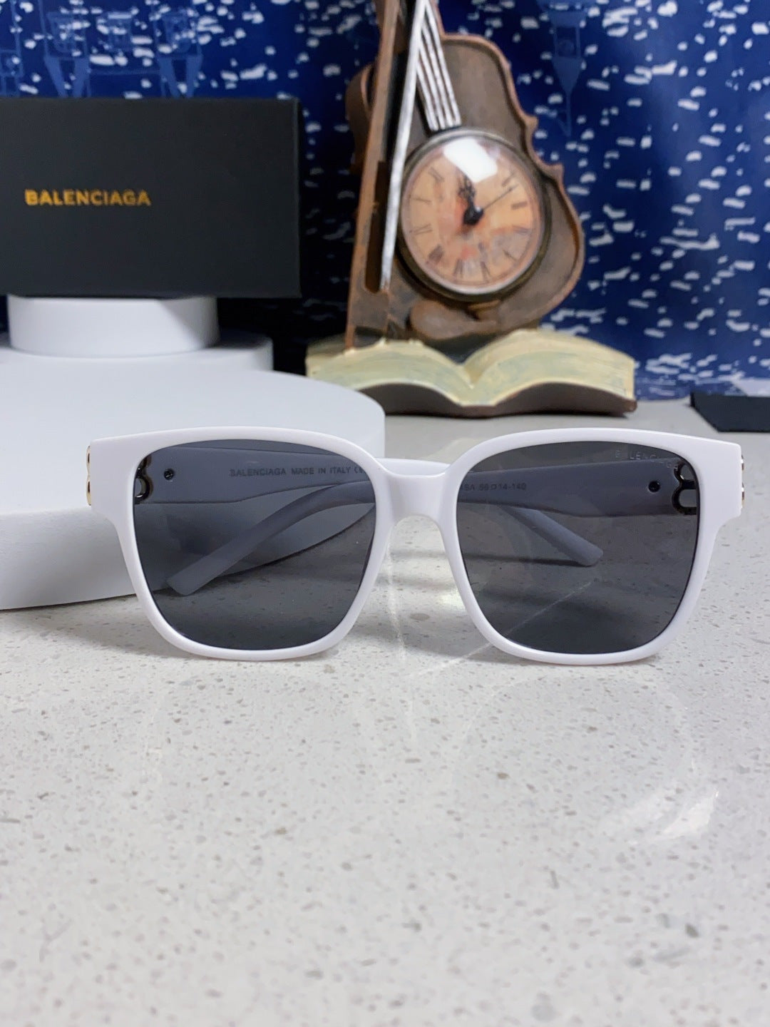 Balenciaga Folding Square Blue Lens Sunglasses for Men & Women - 416120 - detail image 10