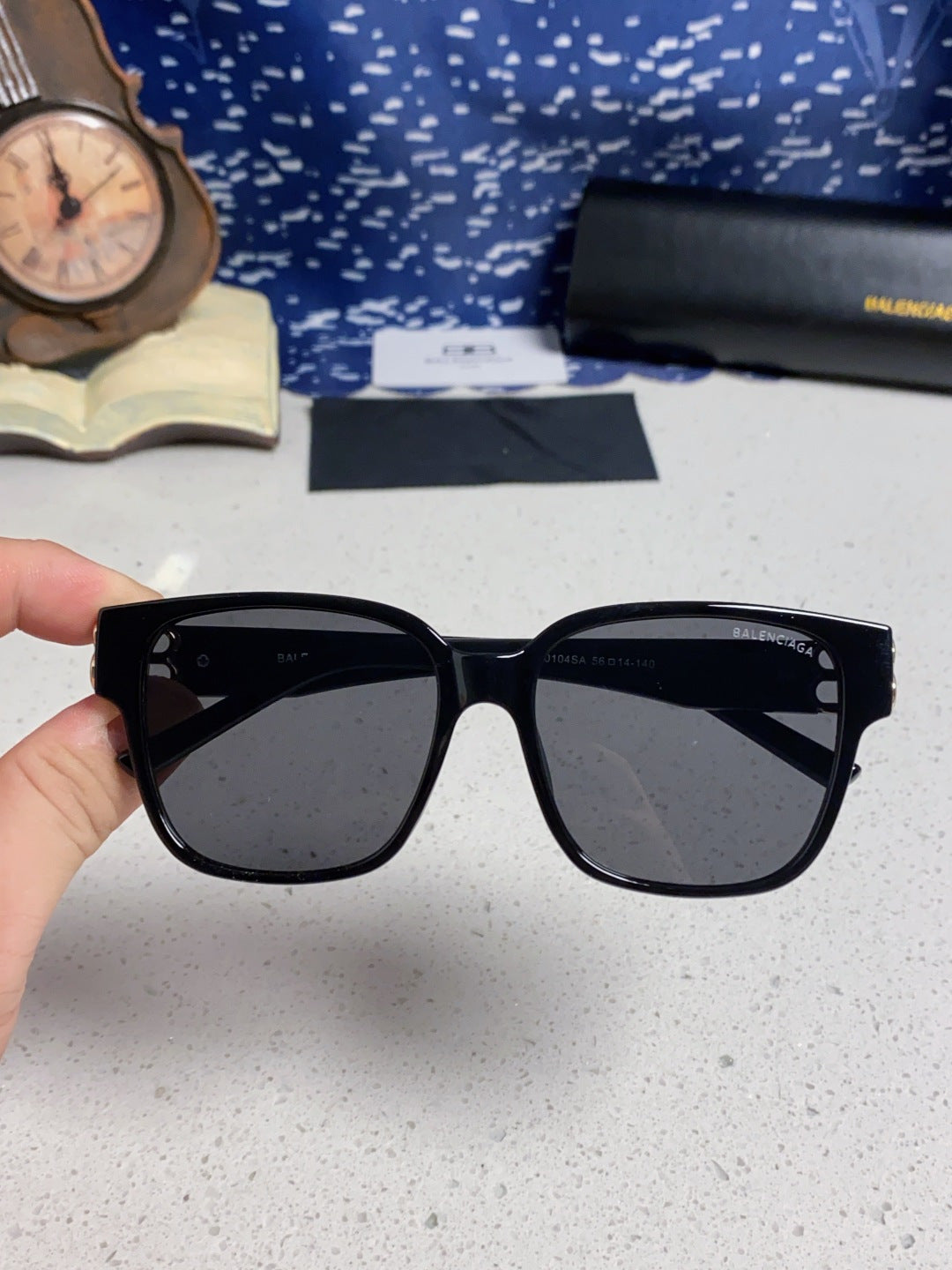 Balenciaga Folding Square Gold Lens Sunglasses for Men & Women - detail image 5