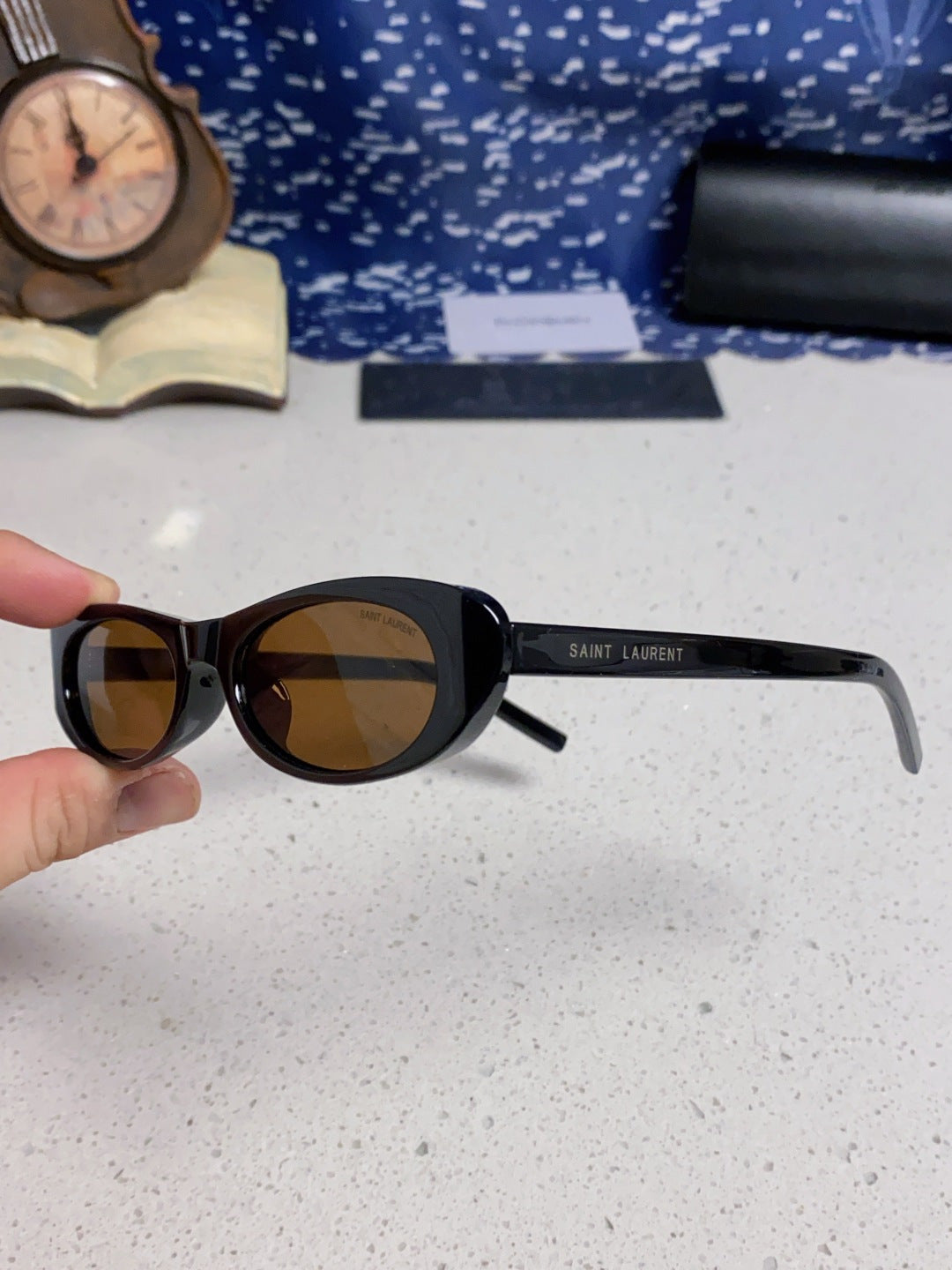 Saint Laurent SL557 Oval Brown Lens Sunglasses for Men & Women - detail image 6