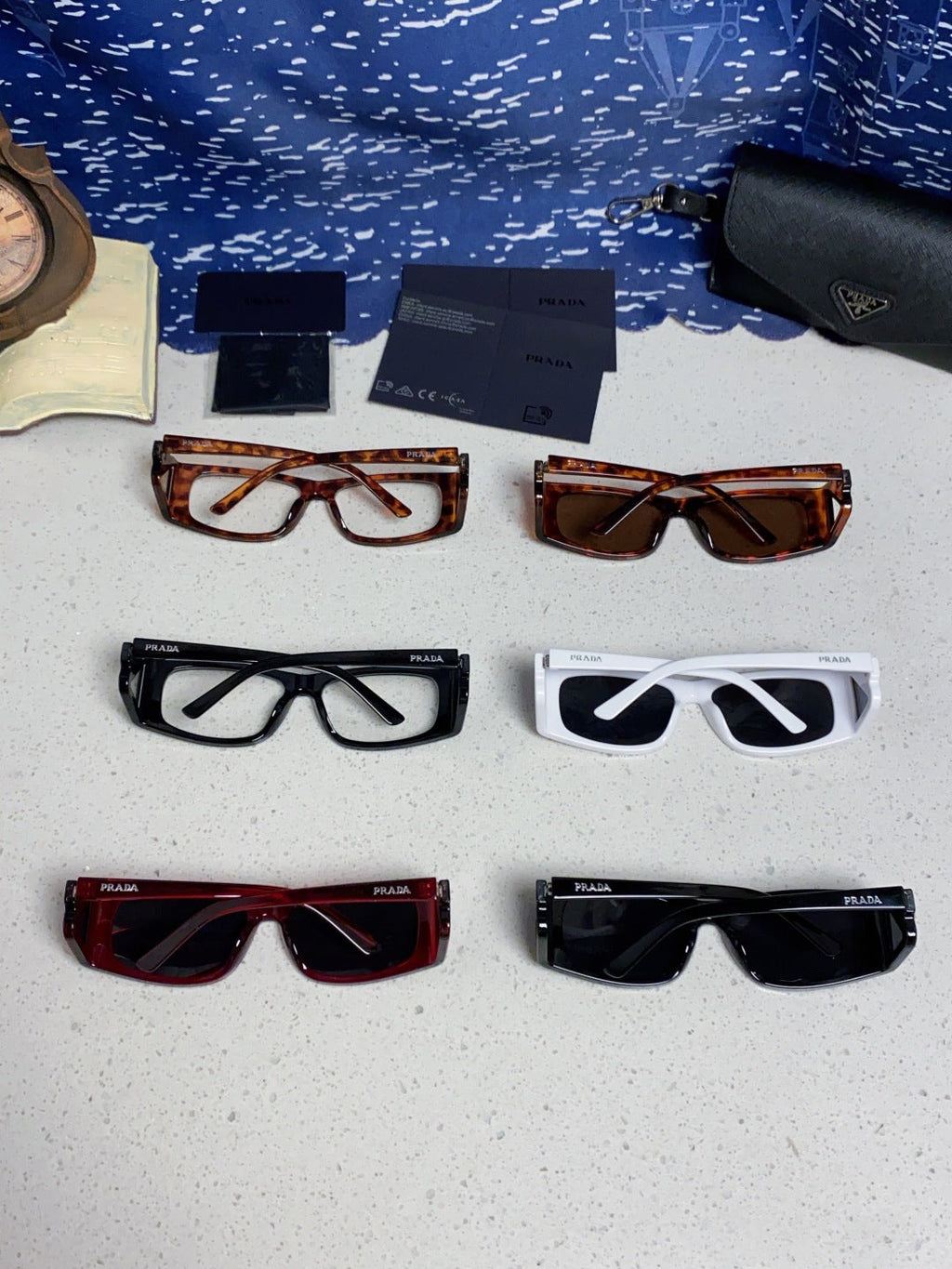 Prada SPRB03 Square Red Lens Sunglasses for Men & Women - 465713 - detail image 11