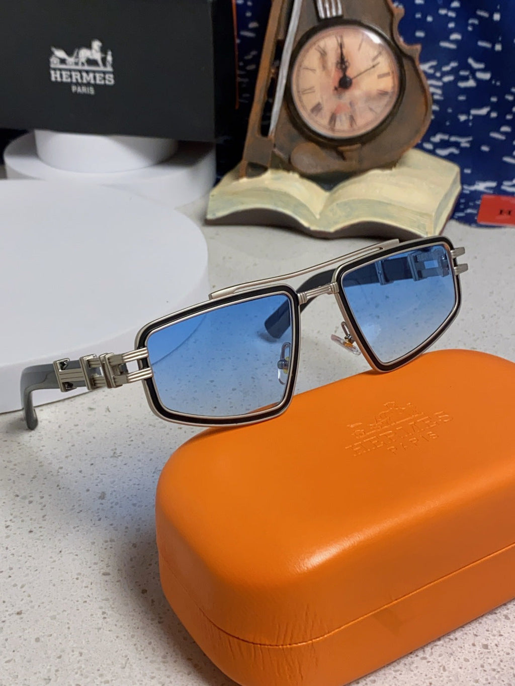 Hermès Fashion Blue Lens Sunglasses for Men & Women - detail image 9