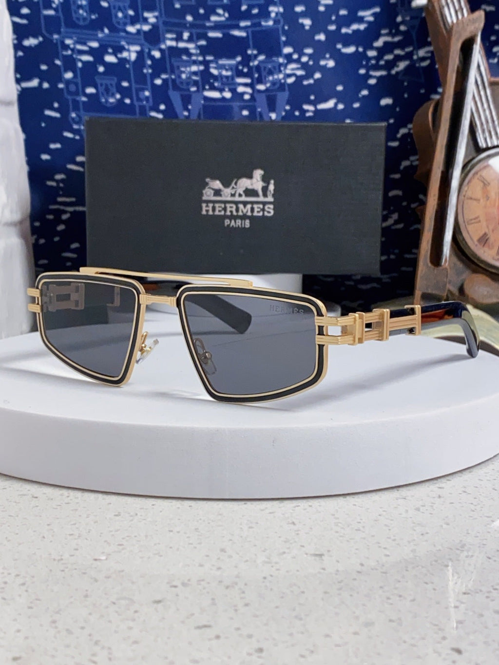 Hermès Fashion Silver Lens Sunglasses for Men & Women