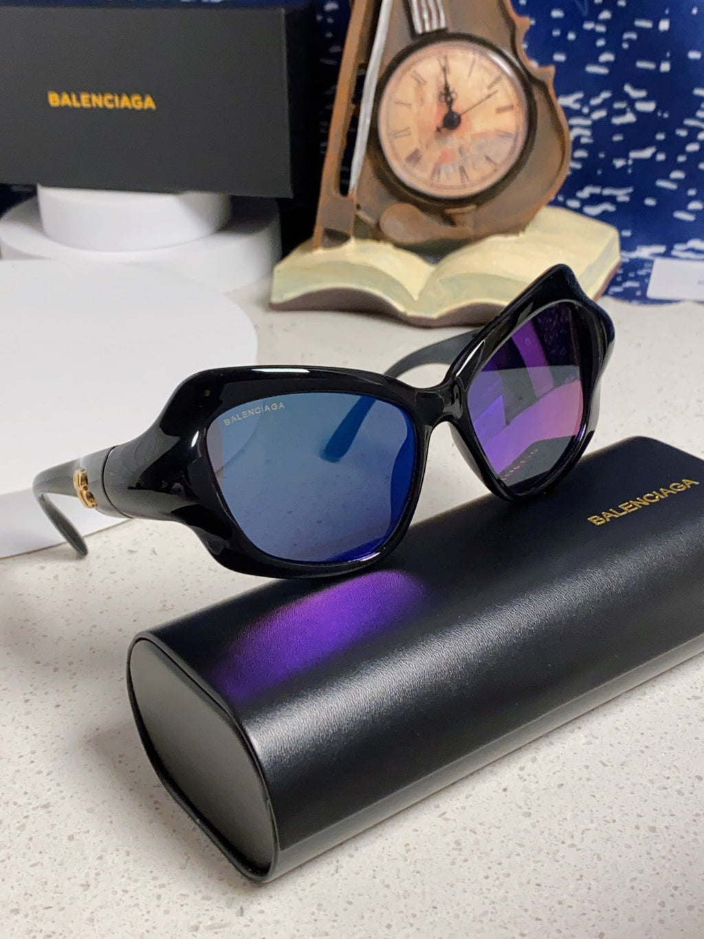 Balenciaga Oversized Blue Lens Sunglasses for Women - 432528 - detail image 10