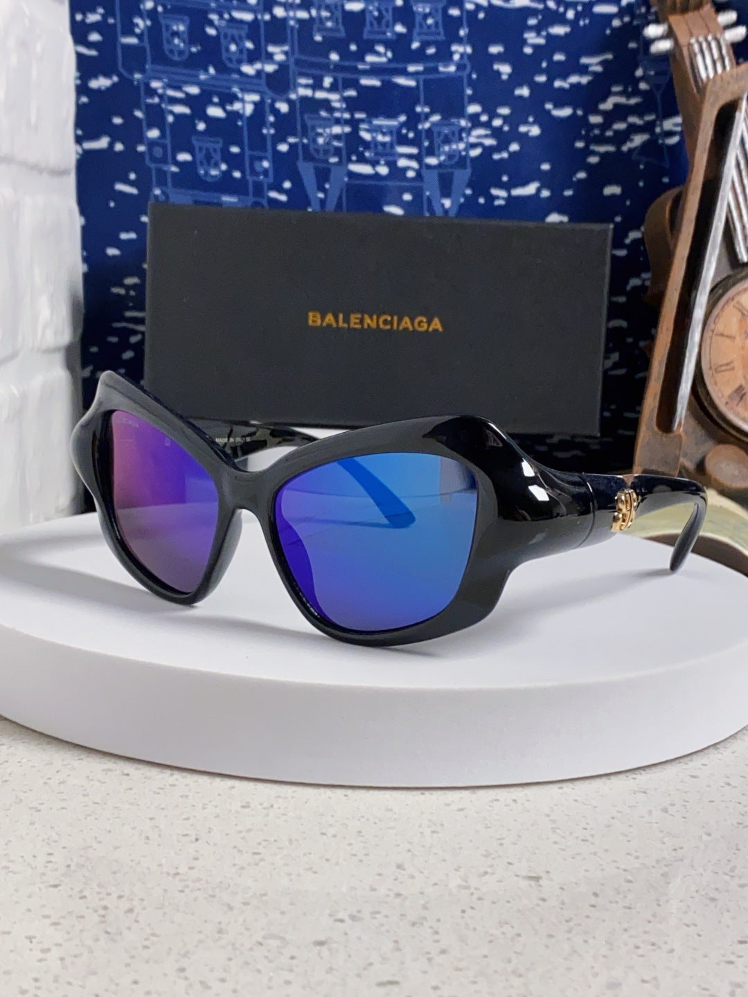 Balenciaga Oversized Blue Lens Sunglasses for Women - 358628