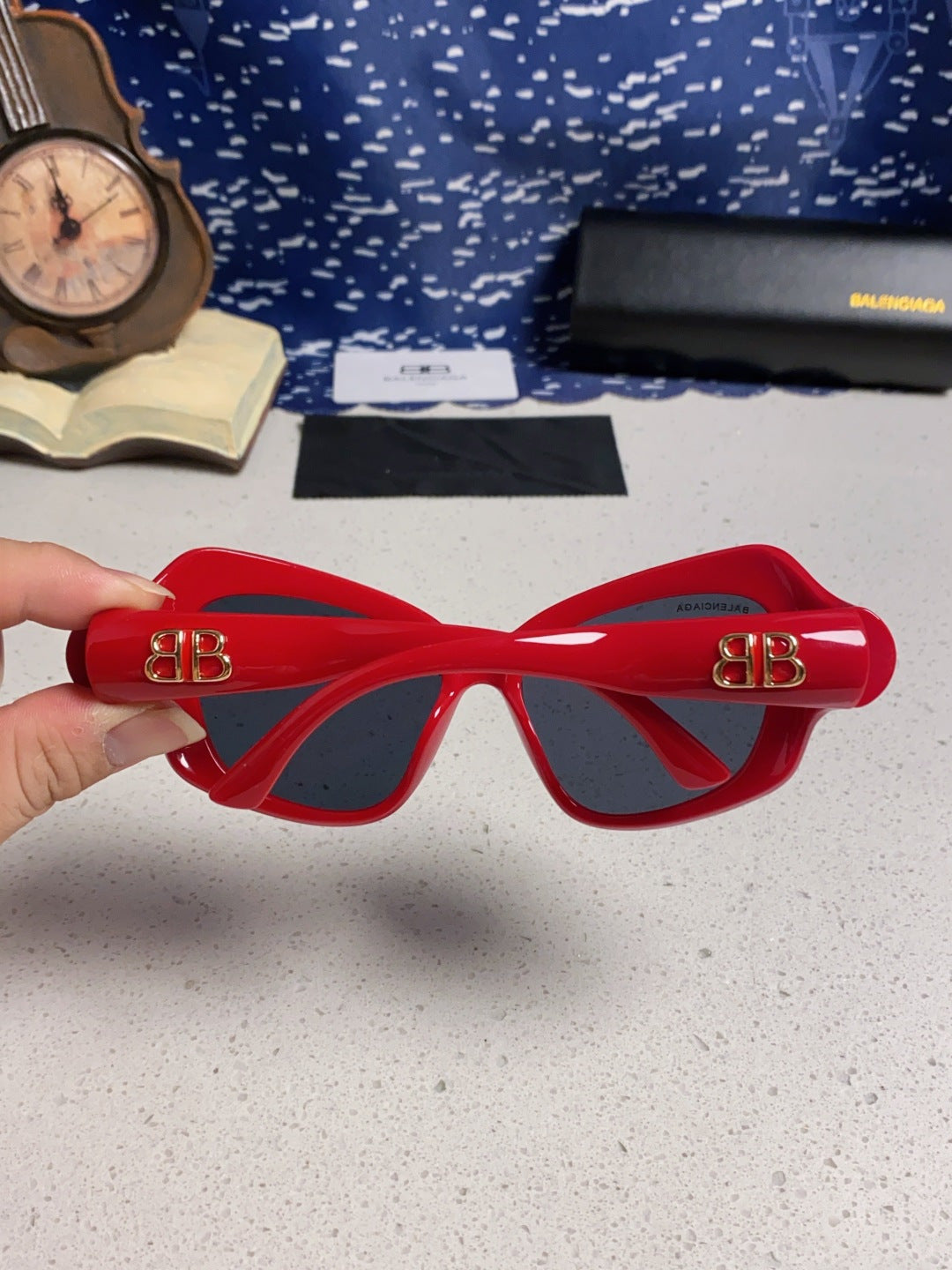 Balenciaga Oversized Red Lens Sunglasses for Women - 432530 - detail image 5