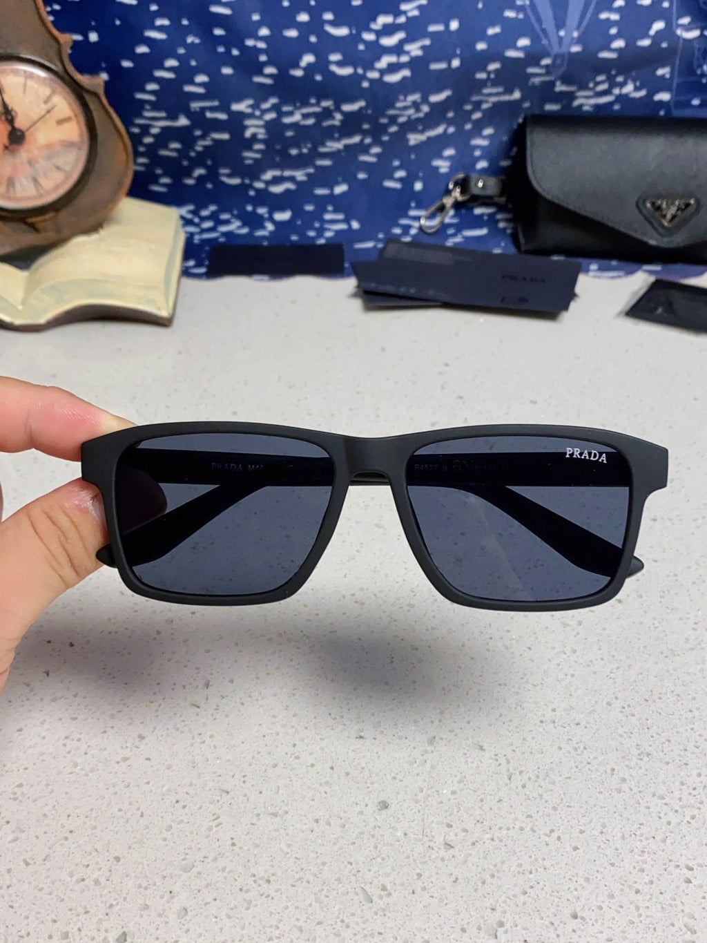 Prada Polarized Square Blue Lens Sunglasses for Men & Women - 398888 - detail image 4
