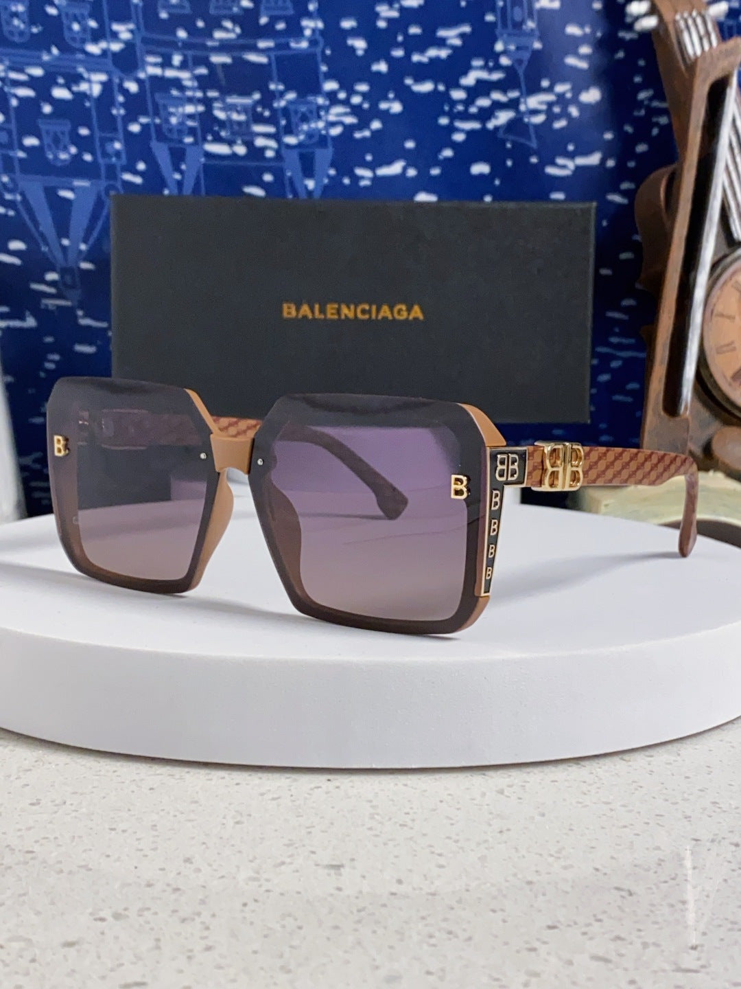Balenciaga Square Gray Lens Sunglasses for Men & Women - 416113