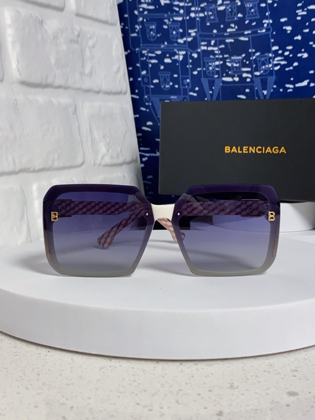 Balenciaga Square Blue Lens Sunglasses for Men & Women - 416114 - detail image 2