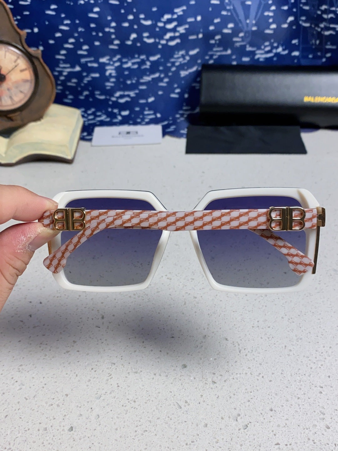 Balenciaga Square Blue Lens Sunglasses for Men & Women - 867212 - detail image 5
