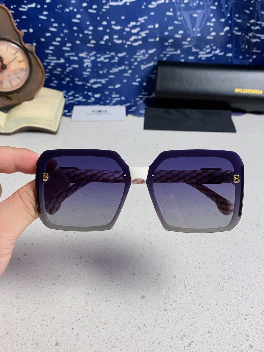 Balenciaga Square Blue Lens Sunglasses for Men & Women - 432556 - detail image 4