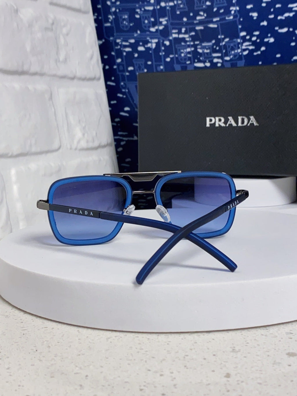 Prada Metal Square Blue Lens Sunglasses for Men & Women - 487053 - detail image 3
