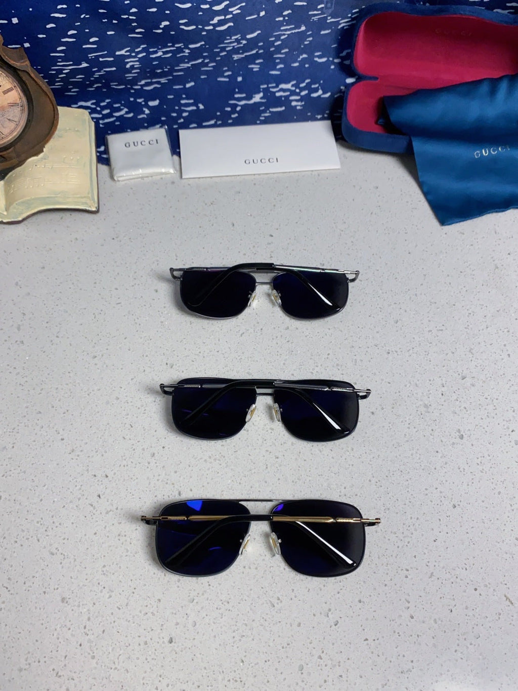 Gucci Polarized Aviator Black Lens Sunglasses for Men - 132287 - detail image 11