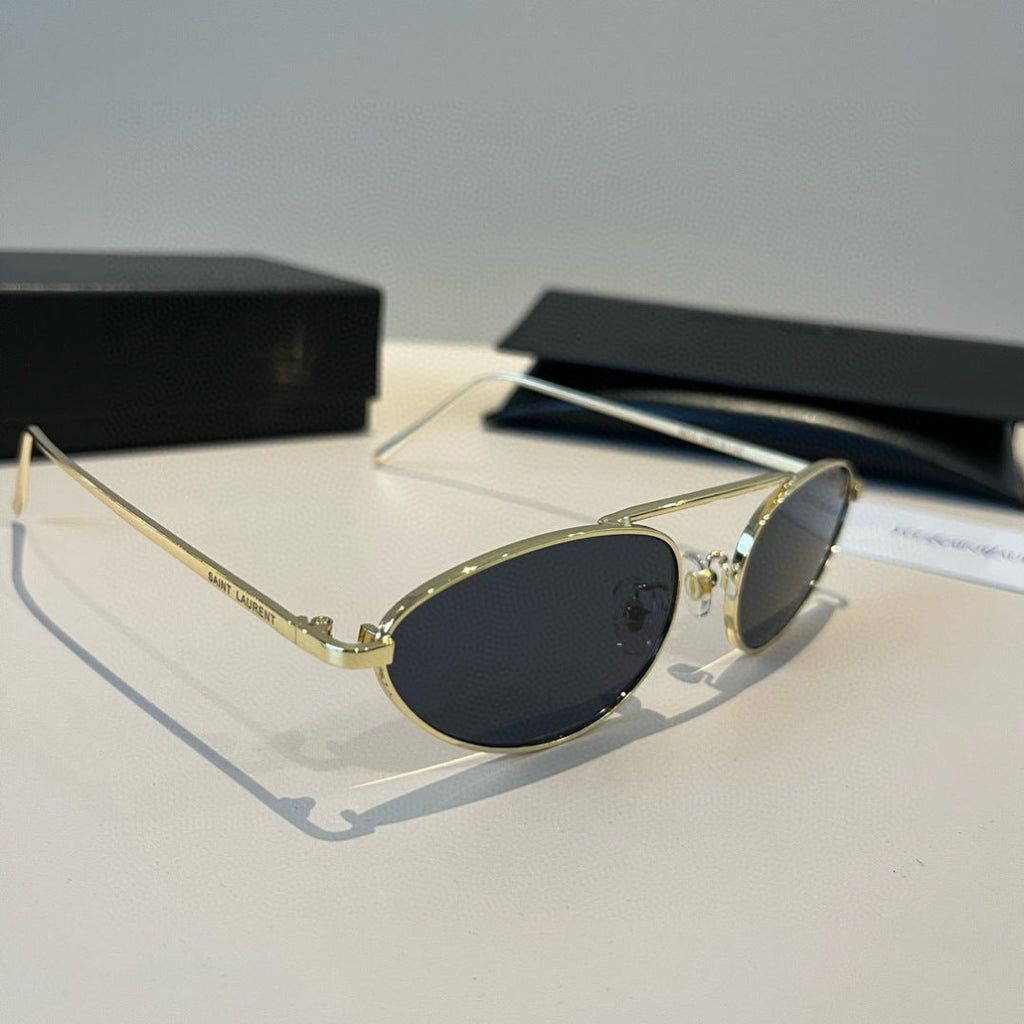 Saint Laurent Metal Cat-Eye Silver Lens Sunglasses for Men & Women