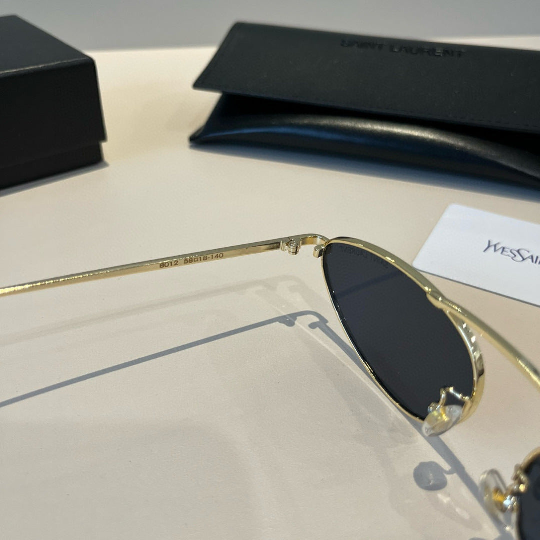 Saint Laurent Metal Cat-Eye Silver Lens Sunglasses for Men & Women - detail image 9