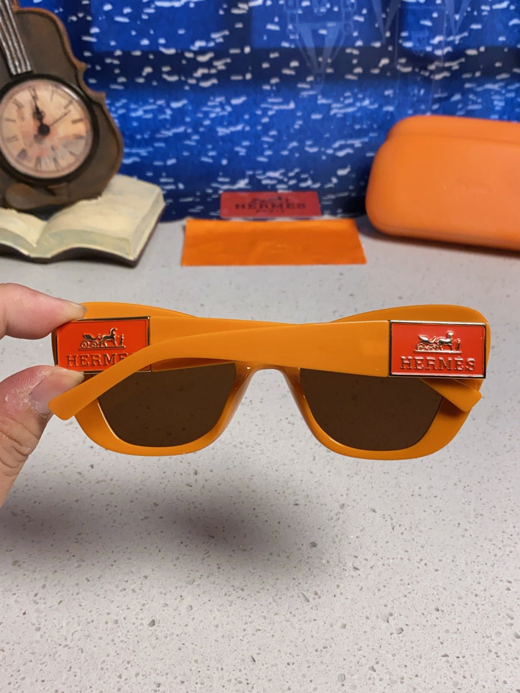 Hermès Cat-Eye Orange Lens Sunglasses for Men & Women - 358937 - detail image 5