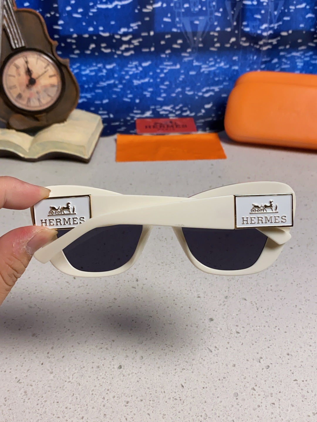 Hermès Cat-Eye Silver Lens Sunglasses for Men & Women - 358923 - detail image 5
