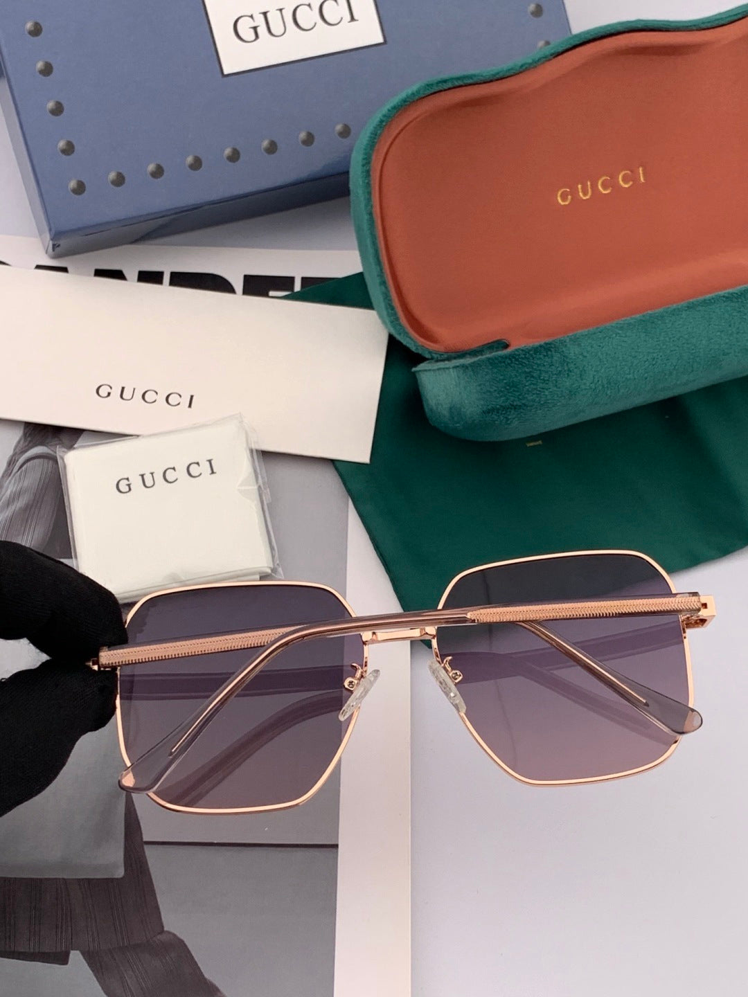 Gucci G1622 Polarized Square Gold Lens Sunglasses for Men & Women - 934082 - detail image 6