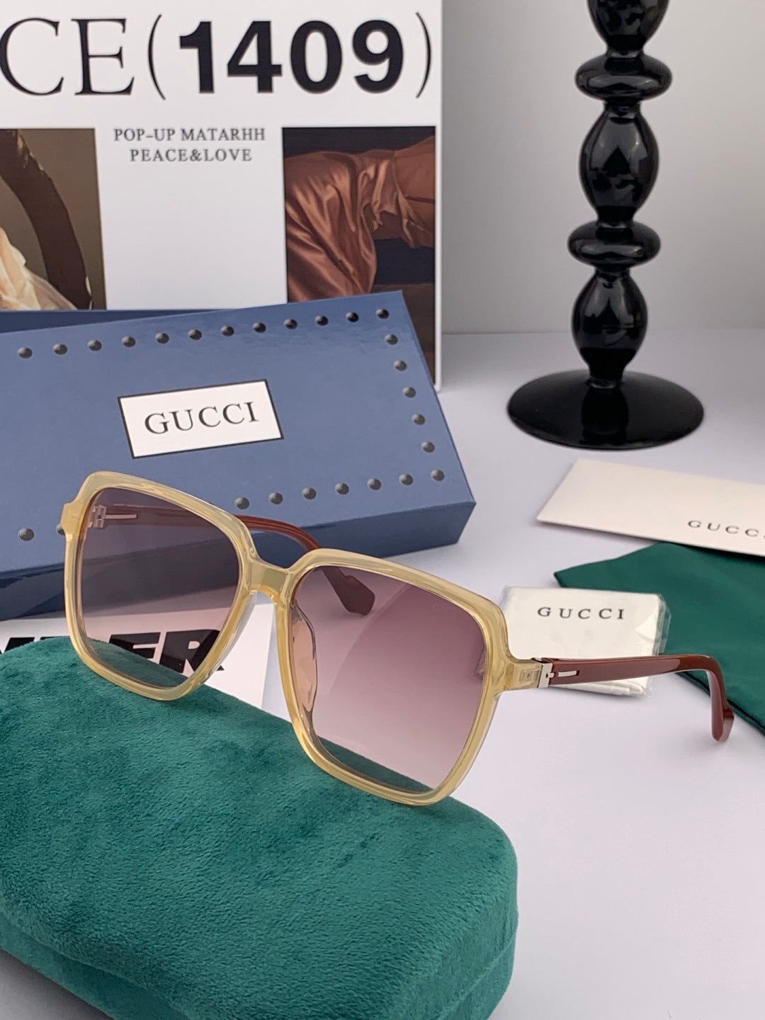 Gucci G3905 Metal Square Black Lens Sunglasses for Men & Women - 934083 - detail image 3