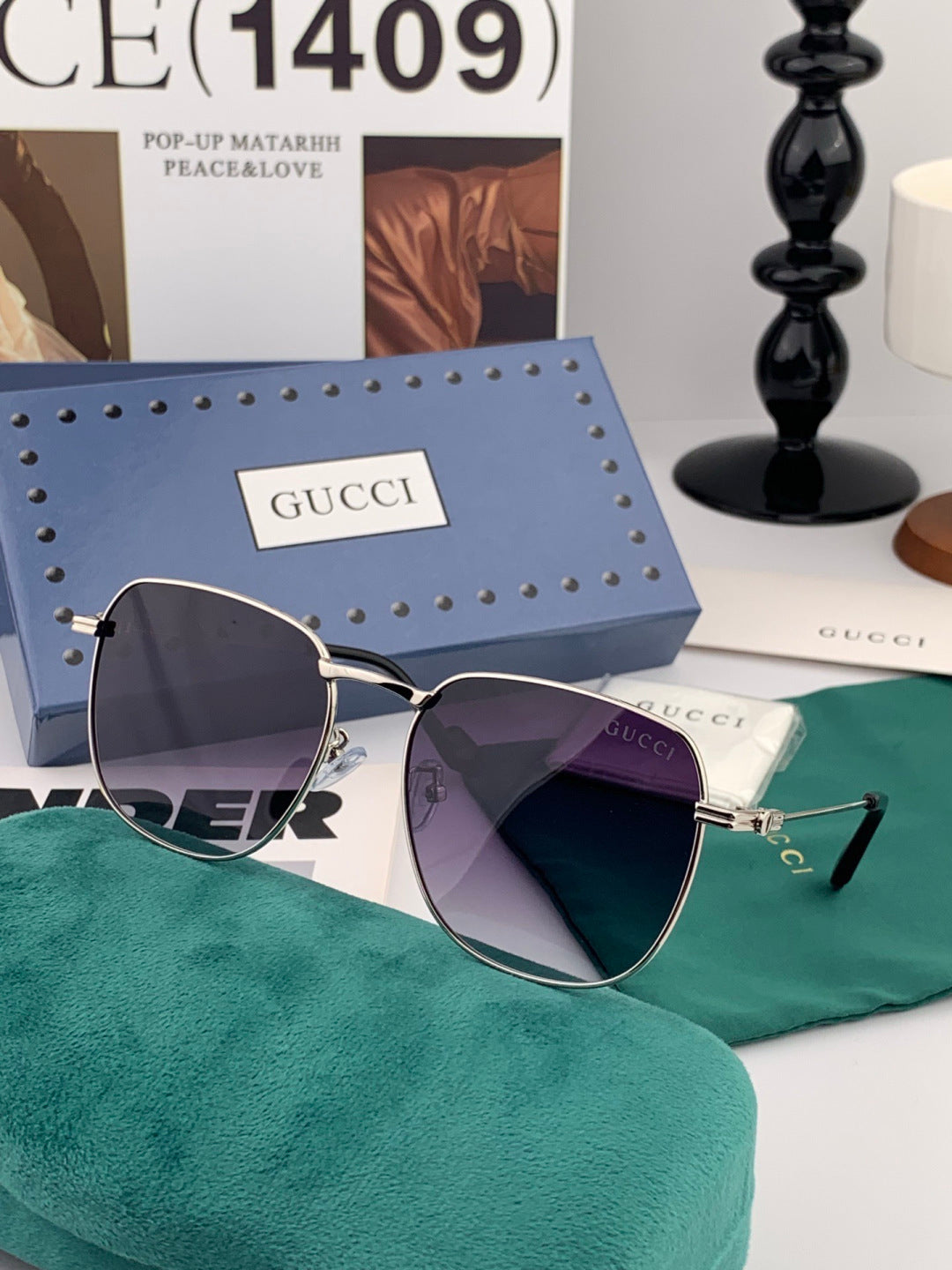 Gucci G6162 Polarized Oversized Black Lens Sunglasses for Men & Women - 997618 - detail image 3