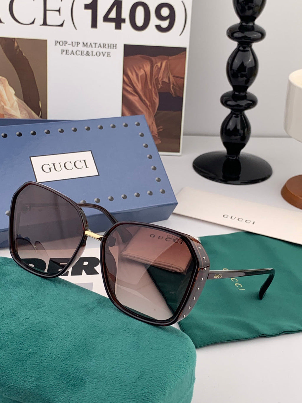 Gucci G14900 Polarized Square Gold Lens Sunglasses for Men & Women - 997608 - detail image 2