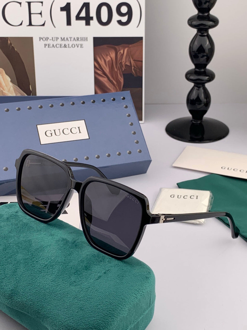 Gucci G3905 Metal Square Black Lens Sunglasses for Men & Women - detail image 4