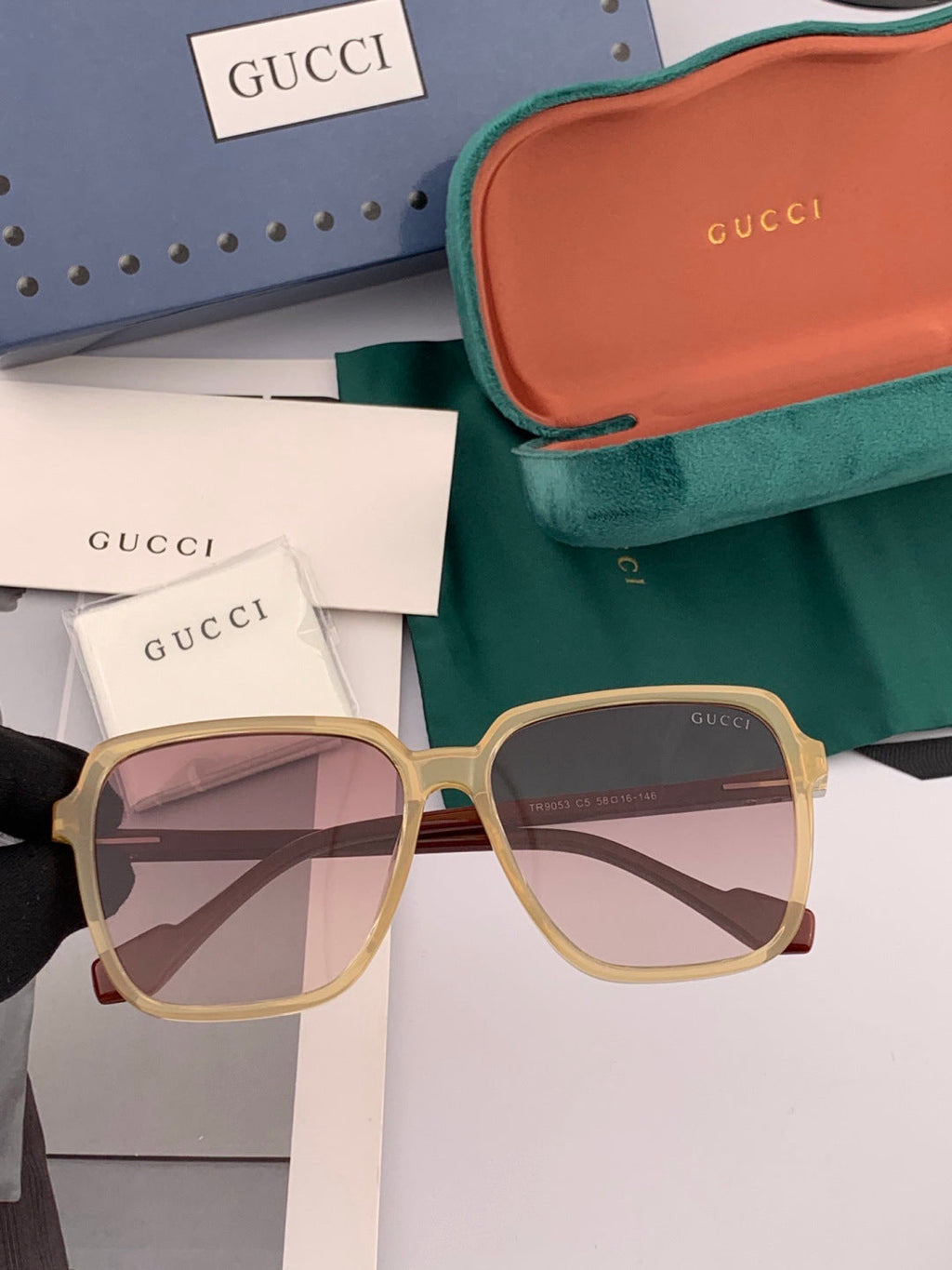 Gucci G3905 Metal Square Black Lens Sunglasses for Men & Women