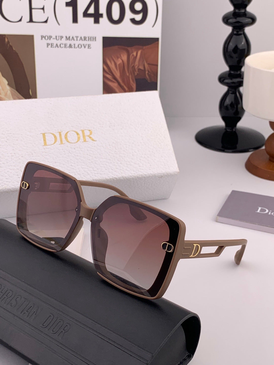 Dior CD3227 Polarized Square Red Lens Sunglasses for Women - detail image 4