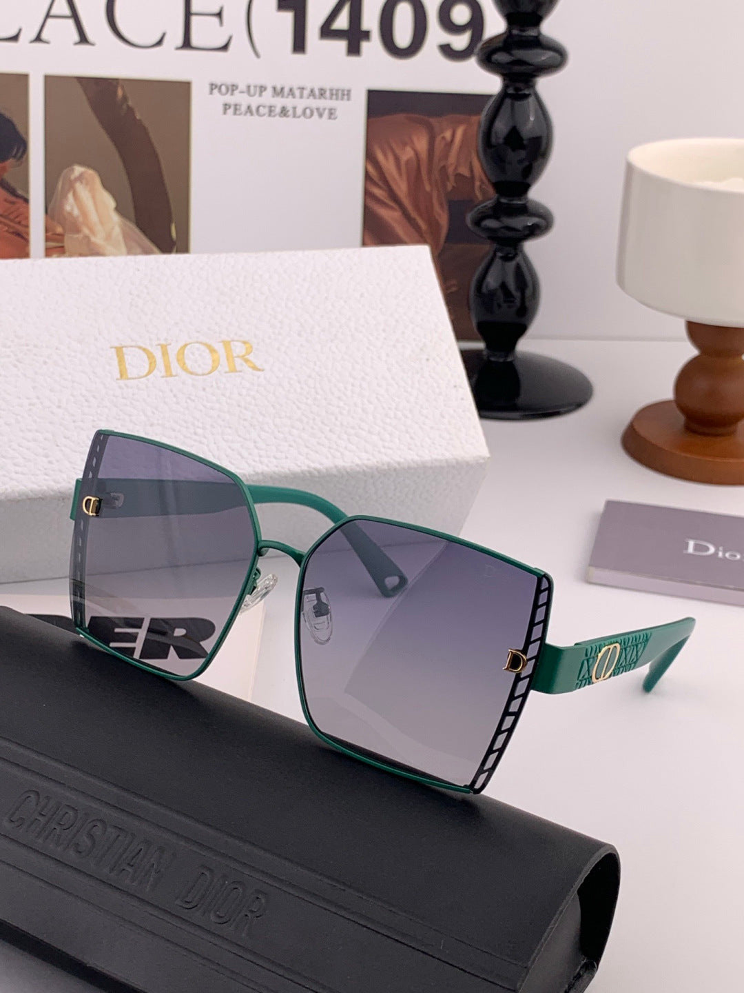 Dior CD9315 Polarized Square Red Lens Sunglasses for Women - detail image 2