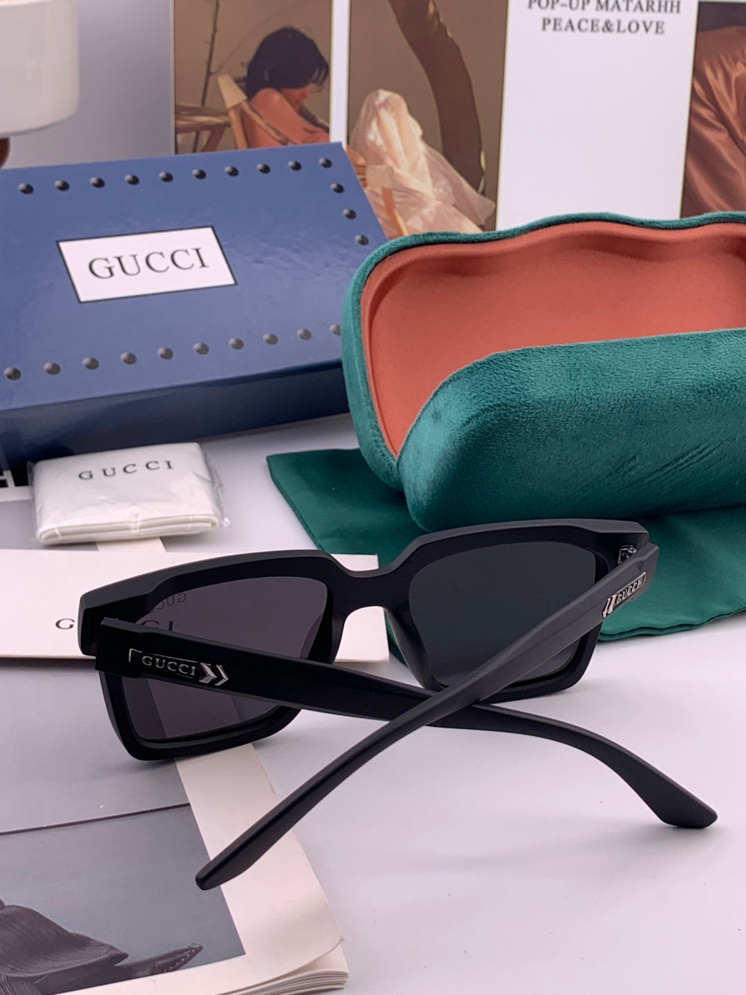 Gucci G8511 Polarized Square Gold Lens Sunglasses for Women - 997604 - detail image 5