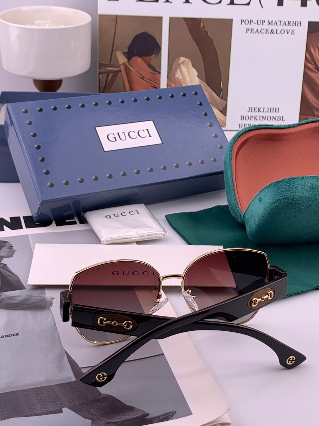 Gucci G22201 Metal Square Gold Lens Sunglasses for Men & Women - detail image 4