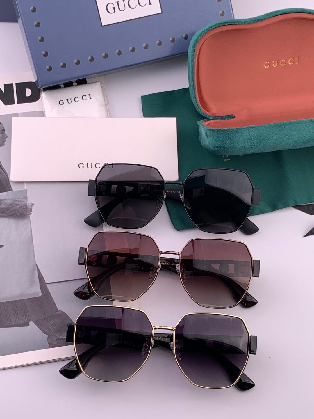 Gucci G1370 Metal Square Pink Lens Sunglasses for Men & Women - 997605 - detail image 7
