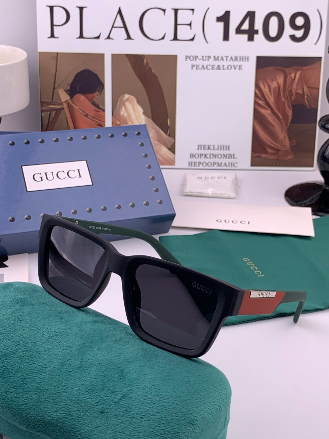 Gucci G5510 Square Red Lens Sunglasses for Men & Women - detail image 3