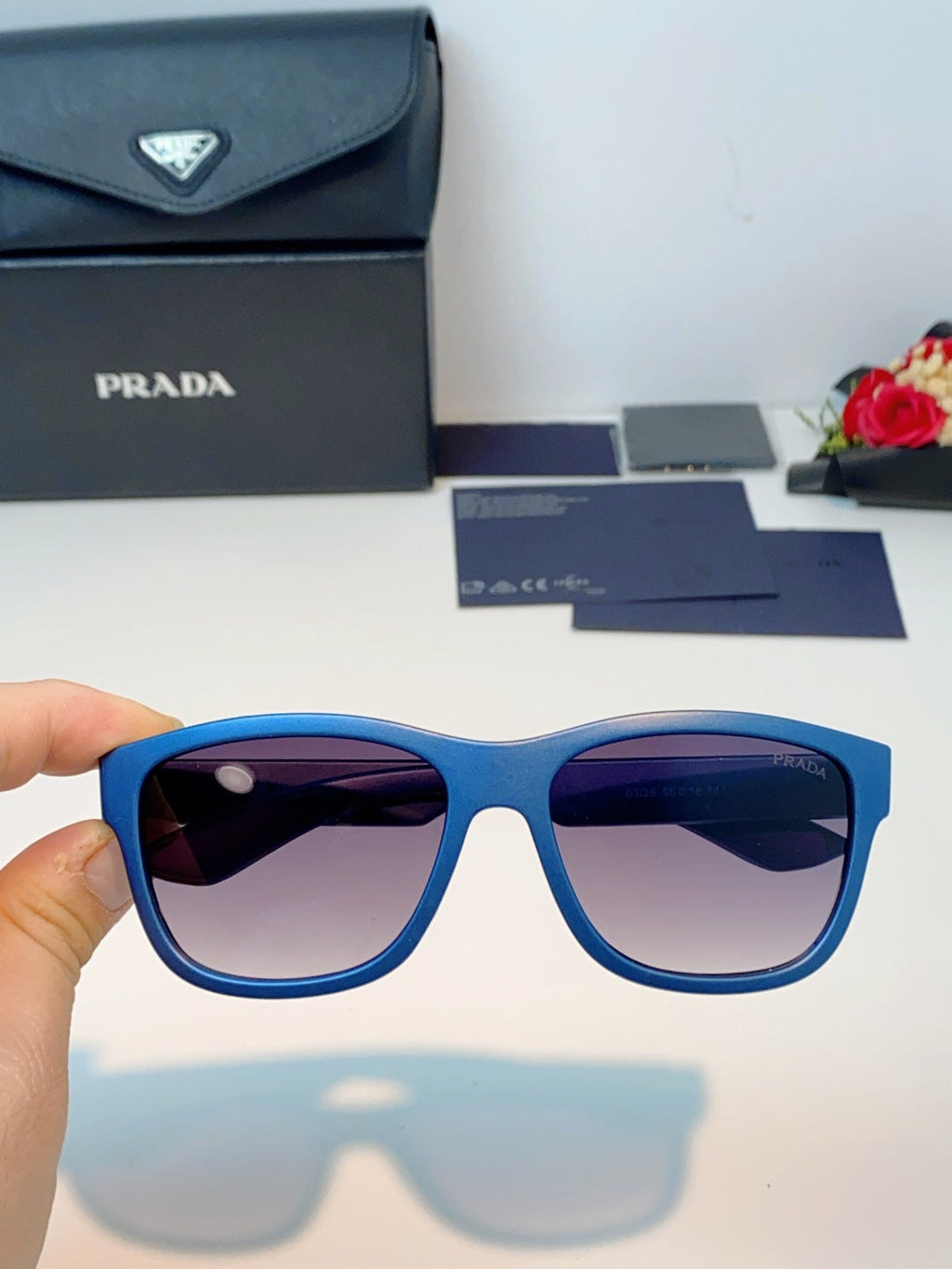 Prada Cat-Eye Blue Lens Sunglasses for Men & Women - detail image 4
