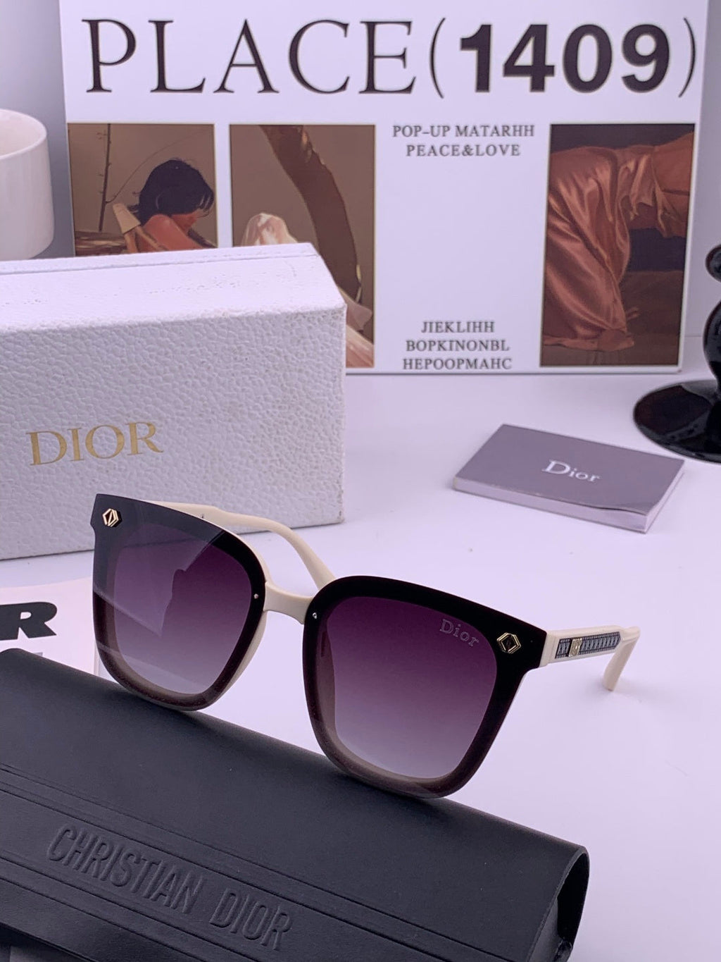 Dior CD1972 Polarized Square Gold Lens Sunglasses for Women - 132410