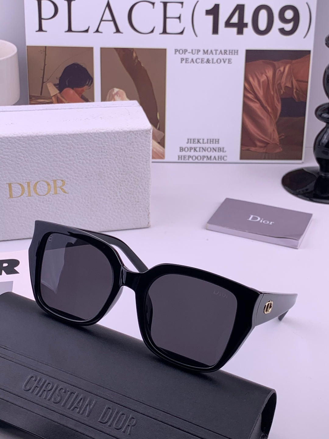 Dior CD6820 Polarized Square Black Lens Sunglasses for Women - 132408 - detail image 2