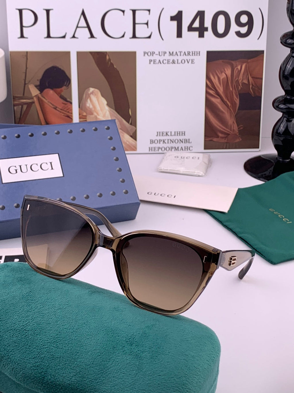 Gucci G9761 Polarized Square Black Lens Sunglasses for Men & Women - 132300 - detail image 2