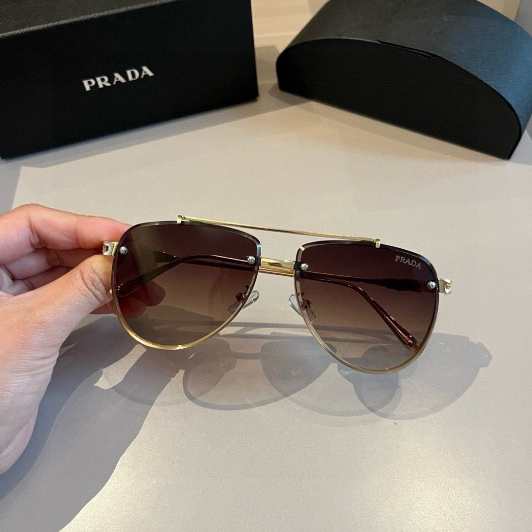 Prada Polarized Fashion Gold Lens Sunglasses for Men - detail image 4